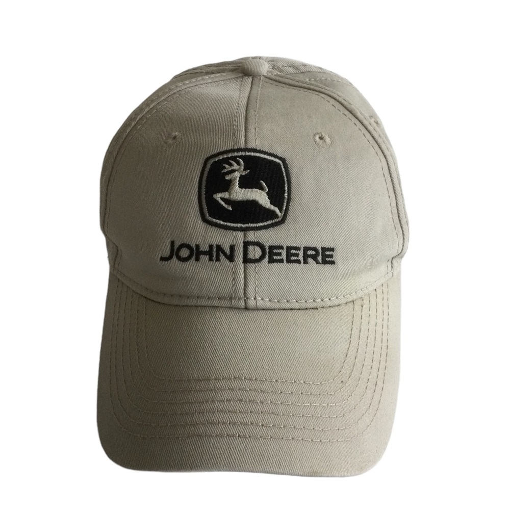 John Deere Tan W/Black Twill Baseball Cap